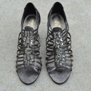 New‎ York Transit Caged Heels with Bling, Brown/Bronze | Size 9